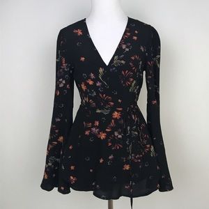 Free People Bell Sleeve Wrap Tie Top